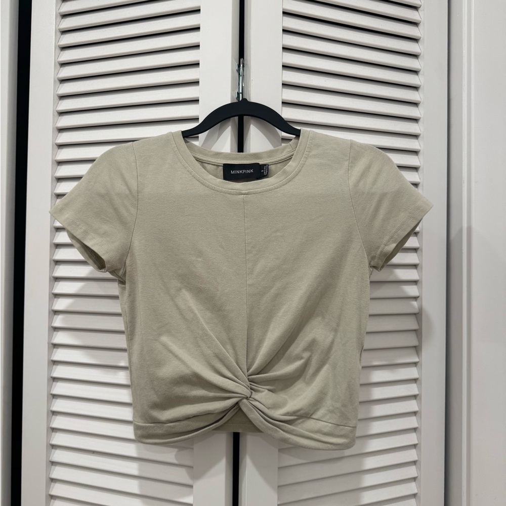 Mink Pink Twist Front Cropped Top